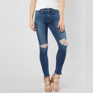 Levi's Blue Wash 721 High Rise Distressed Ripped Skinny Denim Jeans Size 26 30L